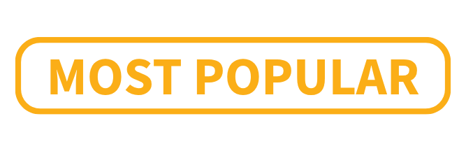 Yellow 'Most Popular' text inside a rounded rectangle.